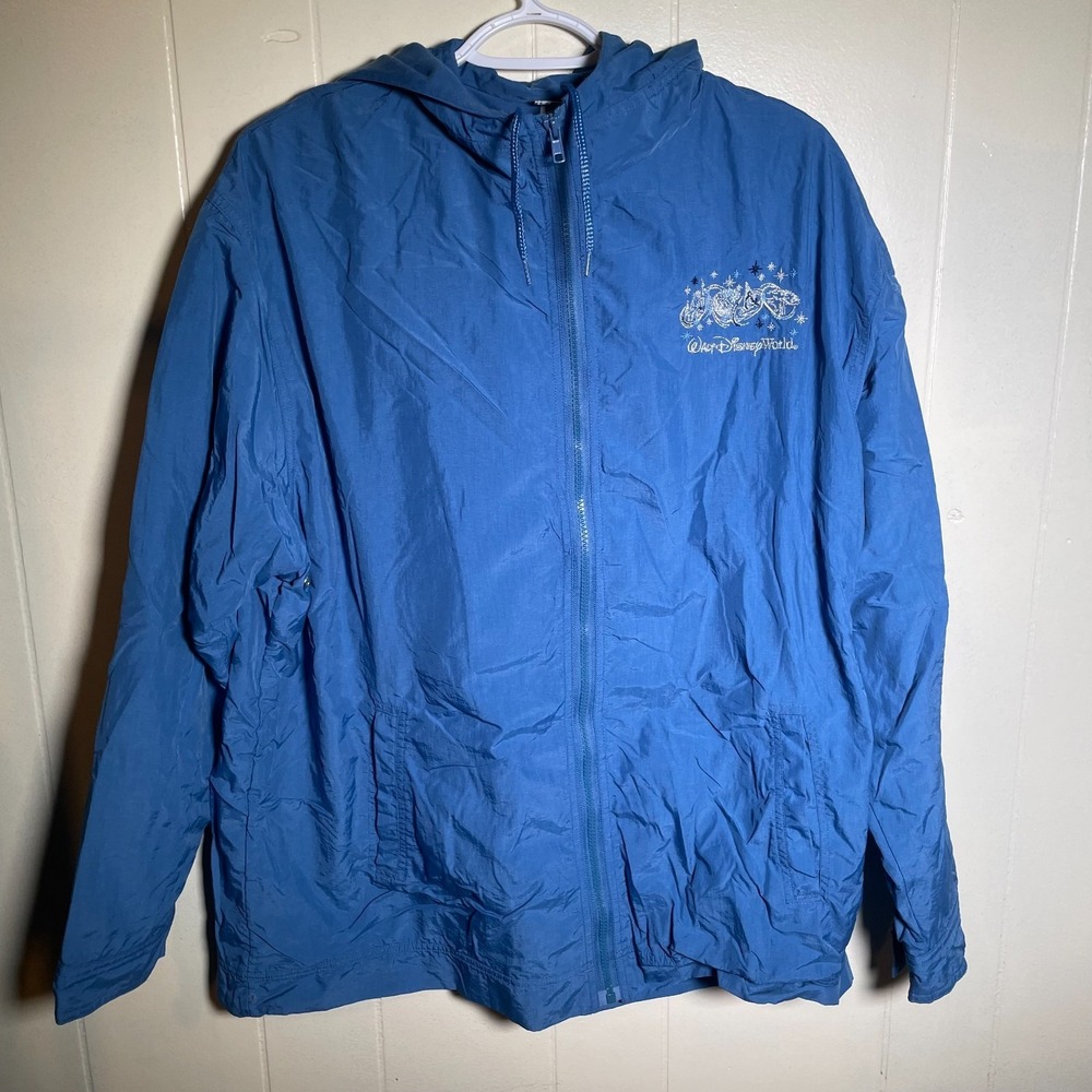 Walt Disney World Sorcerer Mickey Embroidered Full Zip Windbreaker Jacket Blue L